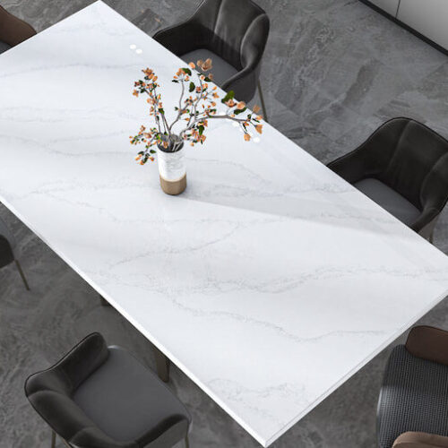 white quartz table, white quartz with grey veins, white and grey quartz countertops, quartz countertop installation