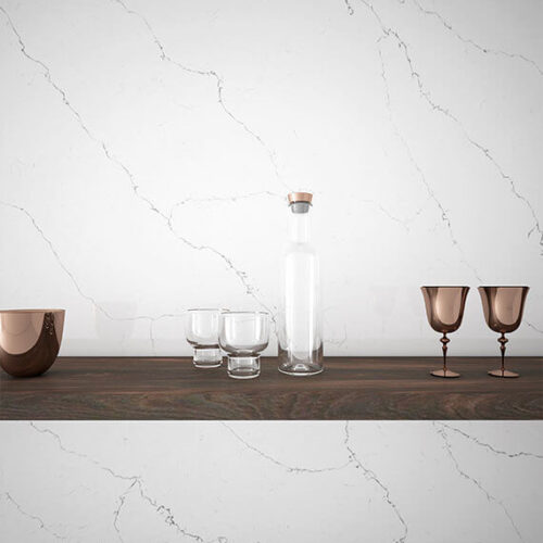 white quartz with grey veins, white and grey quartz countertops, black kitchen cabinet, quartz countertop installation