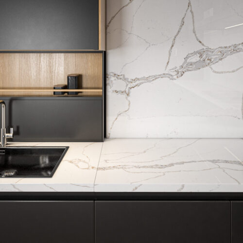 Alexander quartz countertop installation, white and gold quartz, white quartz countertops, white quartz with gold veins, valiant quartz, countertops