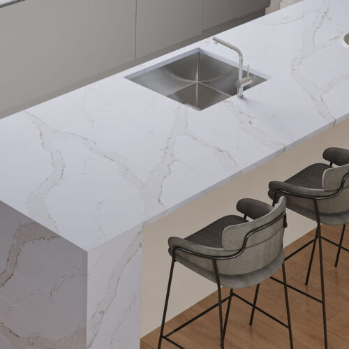 marie quartz countertop installation, white quartz countertops, white quartz with gold veins, valiant quartz, countertops