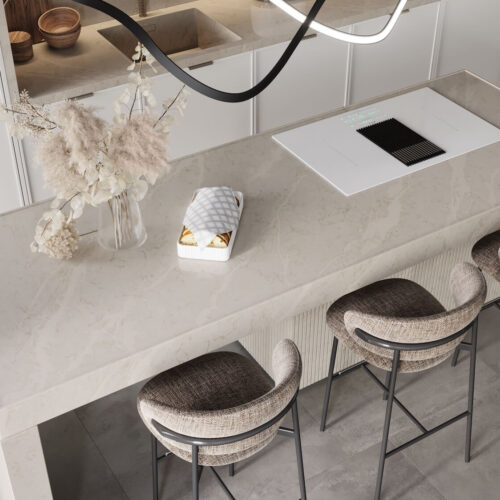 yamuna quartz countertop installation, white and grey quartz, white quartz countertops, white quartz with gold veins, valiant quartz, countertops