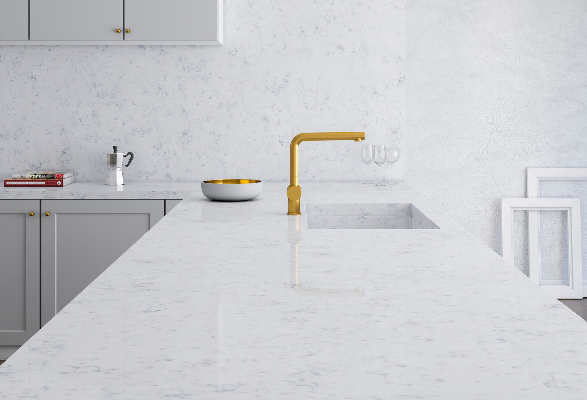Valiant-Quartz-Castillon-Kitchen A sleek white kitchen countertop installation of Valiant Quartz Castillon quartz countertops.d